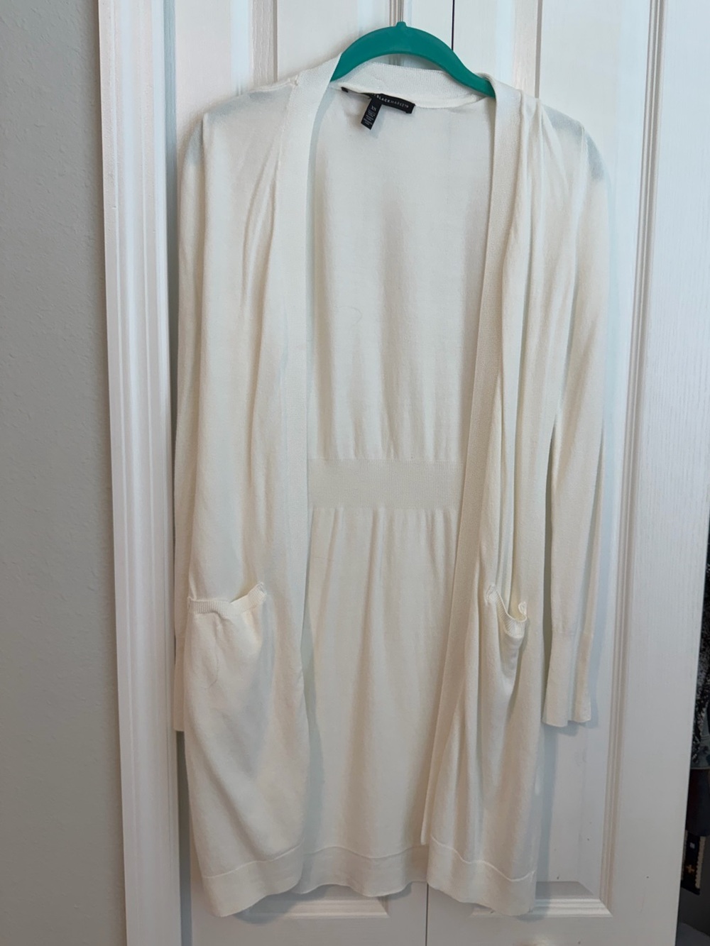White House Black Market Cream Open-Front Cardigan